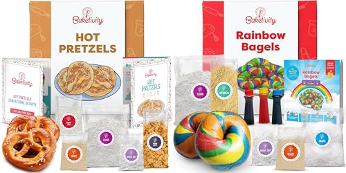 Rainbow Bagel and Soft Pretzel Baking Kit for Kids with Kosher Ingredients