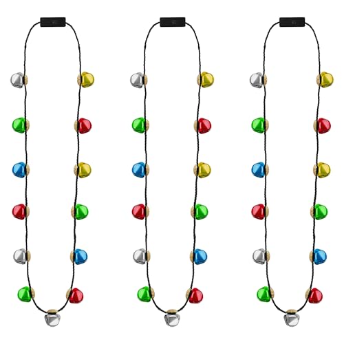 EOBOH 24Pcs Light Up Christmas Necklace Bell Party Supplies – 26 LED Bulbs