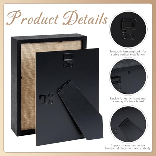 4-Pack 5x7 Deep Shadow Box Frames for Photos and Keepsakes, Black