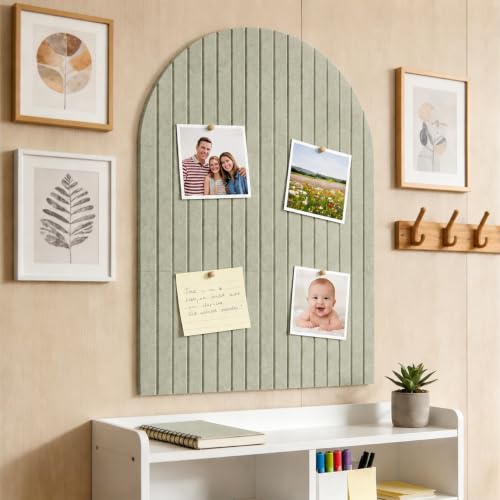 Large Arched Felt Bulletin Board Tiles - 36x24 Inch Sage Green Wall Decor