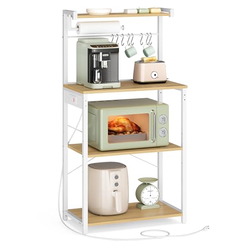 4-Tier Kitchen Baker's Rack with Power Outlet, 23.6" Coffee Bar Stand