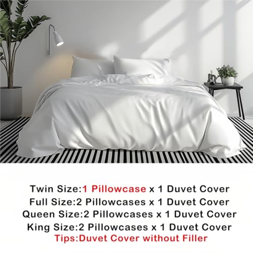 Queen Size Cotton Duvet Cover Set - Purple Unicorn Rainbow Floral Bedding