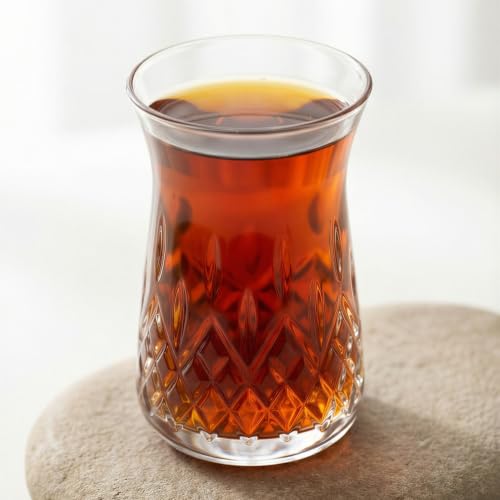 Turkish Tea Glass Set of 6, Heat-Resistant Clear Glass Teacups
