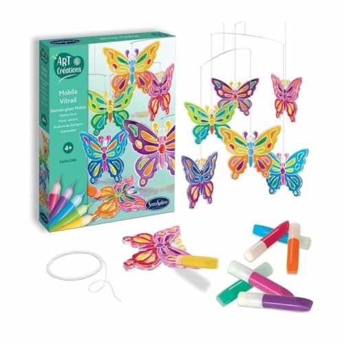 Sentosphère Stained Glass Butterfly Mobile Craft Kit for Kids