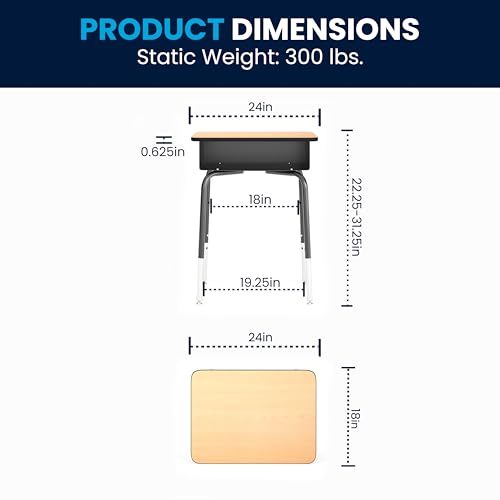 Adjustable Student Desk with Metal Book Box and Laminate Top