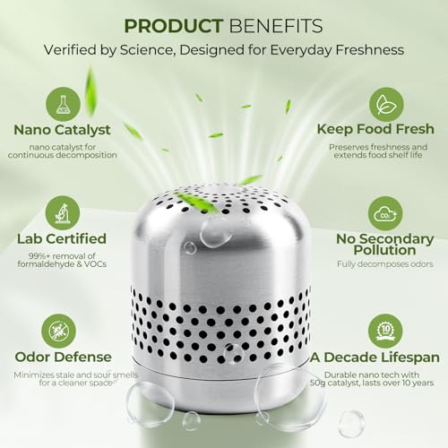 Fridge Deodorizer and Odor Eliminator with 10-Year Lifespan