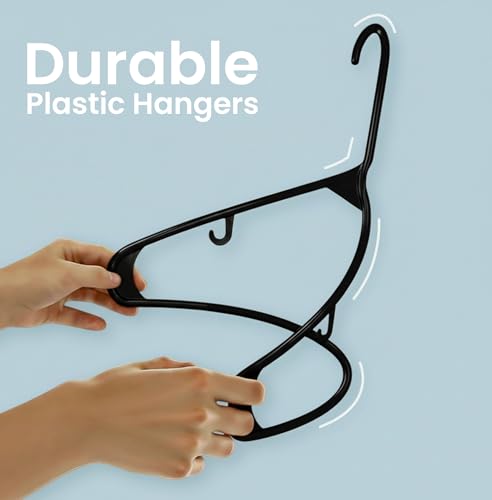 Plastic Clothes Hangers 50 Pack Black Space Saving Closet Organizers