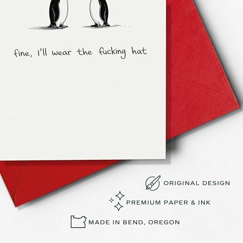 Funny Penguin Christmas Card with Envelope - Hilarious Holiday Greeting for Adults