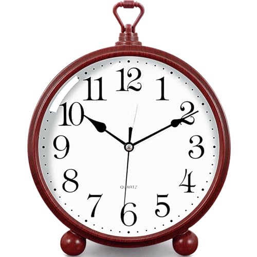 Vintage Mantel Clock - Silent Non-Ticking Battery Operated Desk Clock