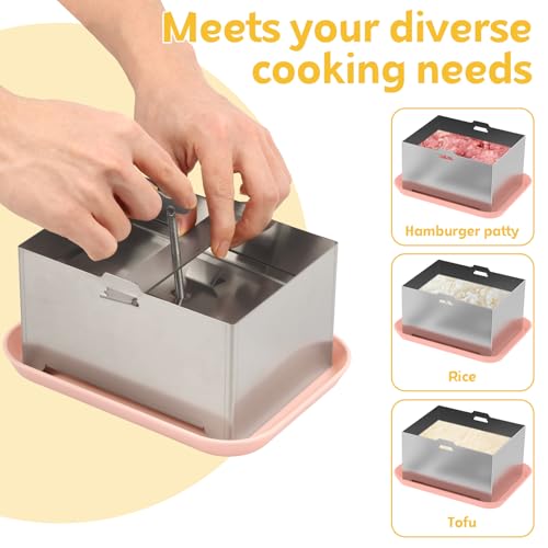 PHWRECZ Large Stainless Steel Tofu Press Kit - Adjustable & Detachable Food Grade Mold for Home Use
