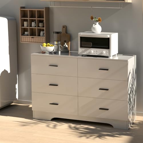 6-Drawer Wooden Dresser with Charging Station, USB & Type-C Outlets