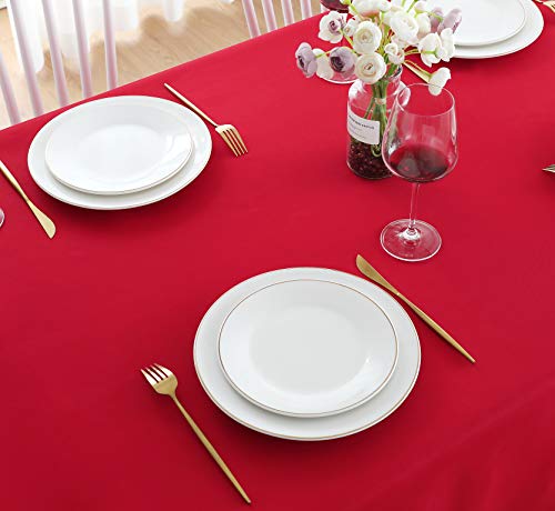 FOLINS&HOME Red Rectangle Tablecloth 90 x 132 Inch Waterproof Heavyweight Polyester