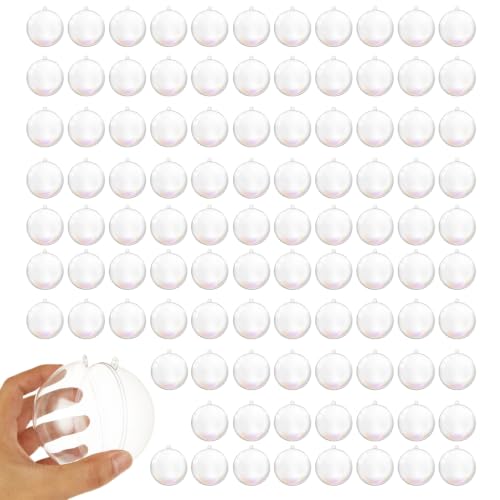 100 Pcs Clear Fillable Ornament Balls 80mm Plastic DIY Craft Ornaments