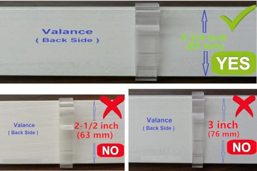 3-1/4 Inch Clear Plastic Valance Clips for Horizontal Blinds - 6 Pack