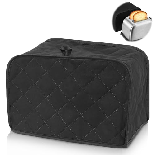 Quilted 2-Slice Toaster Cover - Durable Canvas Dust Protector, Black
