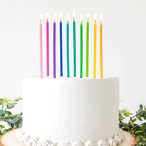 40 Rainbow Birthday Candles - 5.5” Tall, Smokeless & Unscented
