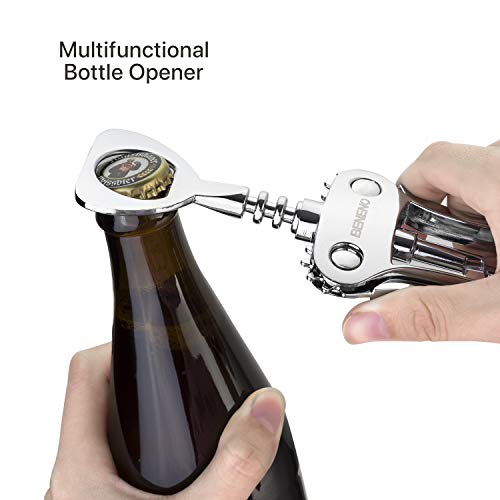 Beneno Silver Wing Corkscrew Wine Opener - Premium All-in-One Bar Tool