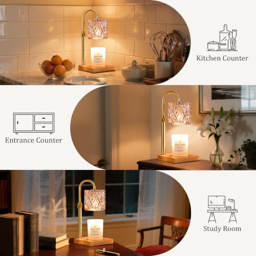 Dimmable Candle Warmer Lamp with Timer - Vintage Amber Glass