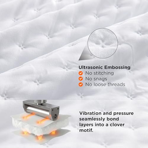 Bedsure Queen Size Lightweight Quilt Set - All-Season White Ultrasonic Coverlet