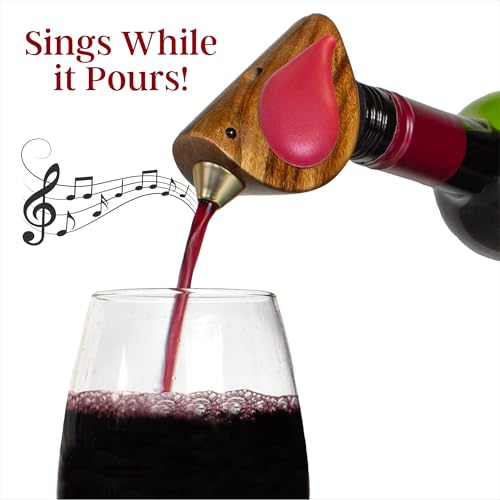 Singing Bird Wine Bottle Pourer - Chirping Spout for Wine & Spirits, Red