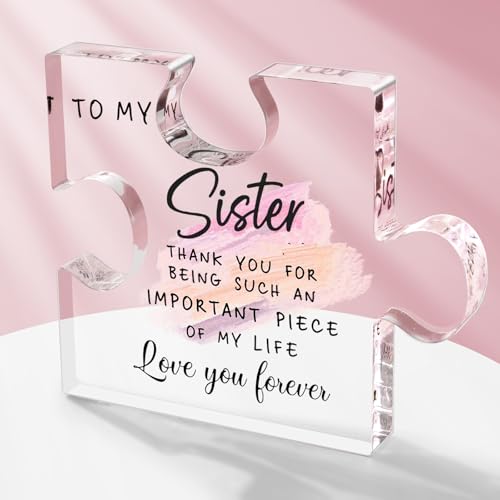 Oukitoymer Sister Acrylic Plaque Gift from Sister Birthday Christmas Anniversary