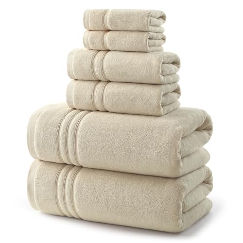 6-Piece Premium Cotton Towel Set - Soft Absorbent Bath and Hand Towels
