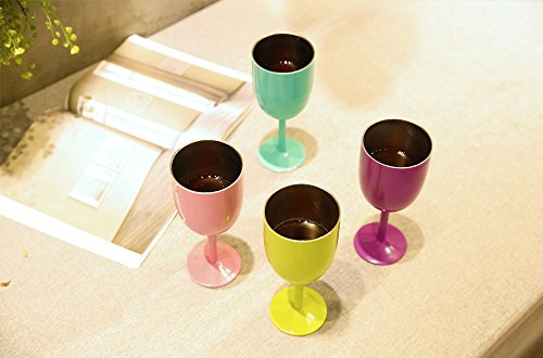 AMZUShome Light Pink 10oz Double Walled Insulated Stainless Steel Wine Glass with Lid & Straw