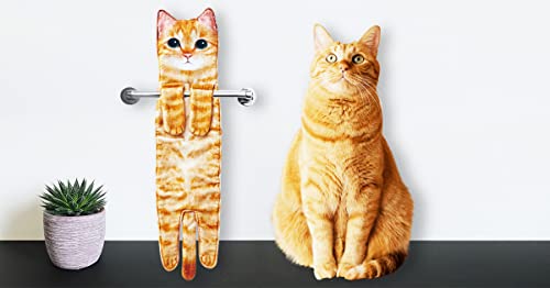 Funny Cat Hand Towel, Soft Hanging Decorative Towel for Bathroom and Kitchen