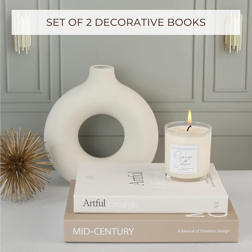 Set of 2 Decorative Books for Coffee Table Decor - Faux Storage Boxes