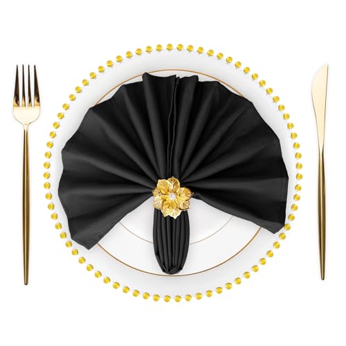 120-Piece Set of 17x17 Inch Polyester Cloth Dinner Napkins - Black