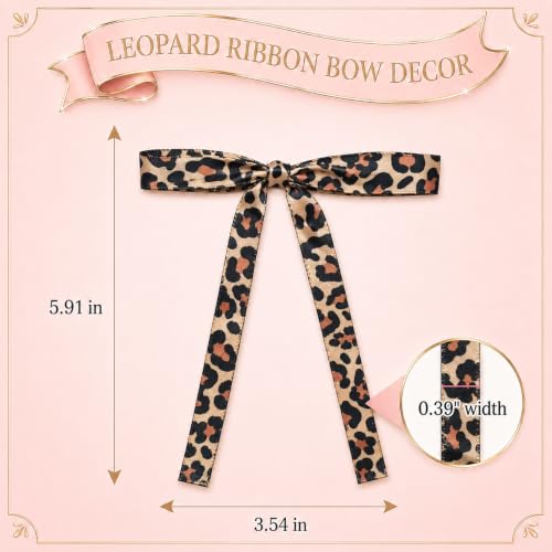 30-Pack Leopard Print Cake Bow Toppers - Reusable Ribbon Bow Cake Decorations