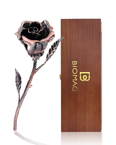 Copper 7th Anniversary Gift Rose - Everlasting Metal Rose in wooden box