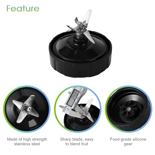7-Fin Blender Blade Assembly with 24oz Cups and Lids - 5-Piece Set