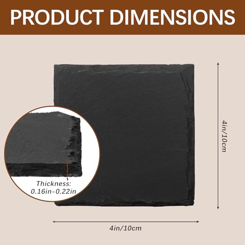 60 pcs Black Square Slate Coasters - DIY Laser Engraving, Scratch Resistant Bottom, Bulk Home & Wedding Gift - Variation of 60 Square Coasters