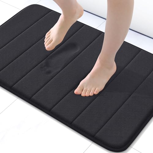 Buganda Memory Foam Bath Mat 30x20 Ultra Soft Absorbent Black Rug