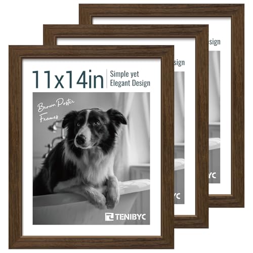 Brown 11x14 Picture Frame Set - 3 Pack, Real Glass, Wall & Table Display