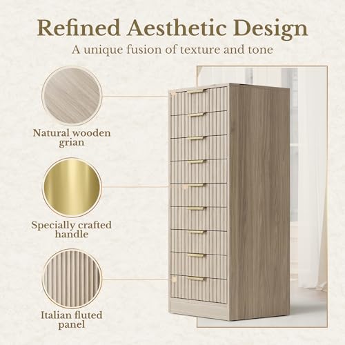 9-Drawer Vertical File Cabinet, Wooden Storage Organizer for Home Office