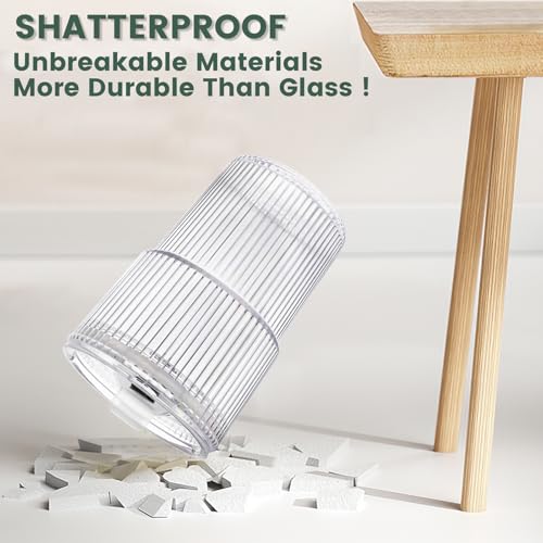16 oz Ribbed Reusable Iced Coffee Cups with Lids and Straws - 4 Piece Set