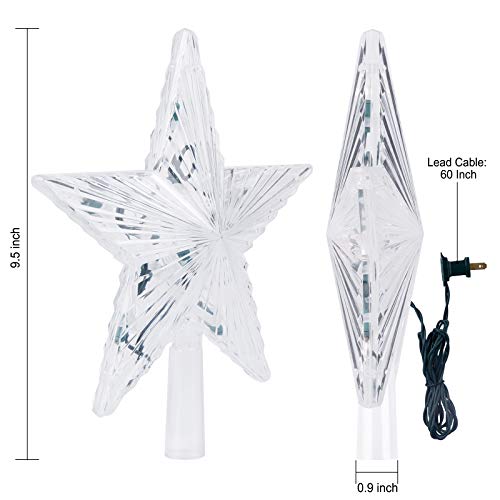 Lighted Star Christmas Tree Topper - 9.5 Inch Clear Warm White 10-Light Plug-In