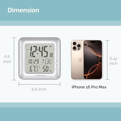 9.5-Inch Waterproof Digital Bathroom Clock with LCD Temperature & Humidity