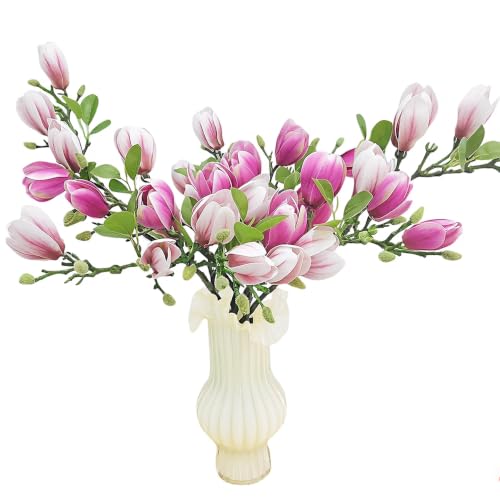 Cosybeau Magnolia Pink+Purple 8pcs Artificial Flower Stems for Christmas Decor