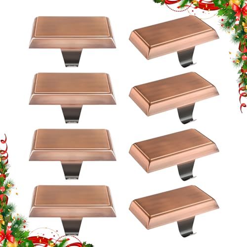 8 Pack Heavy Duty Christmas Stocking Holders for Mantel, Red Bronze Hooks