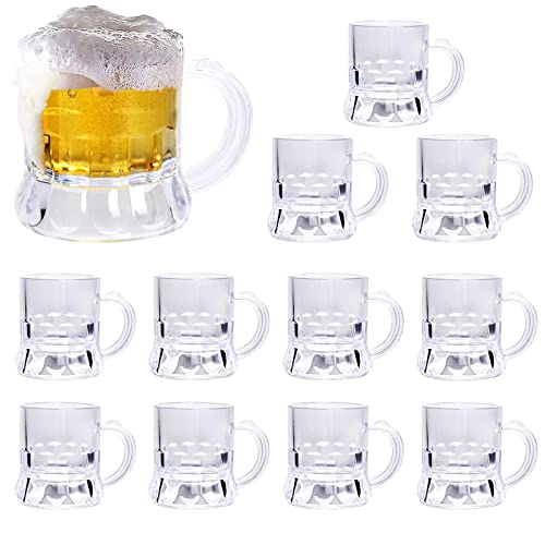 1 oz Mini Plastic Beer Mug Shot Glasses - 12 Piece Party Pack