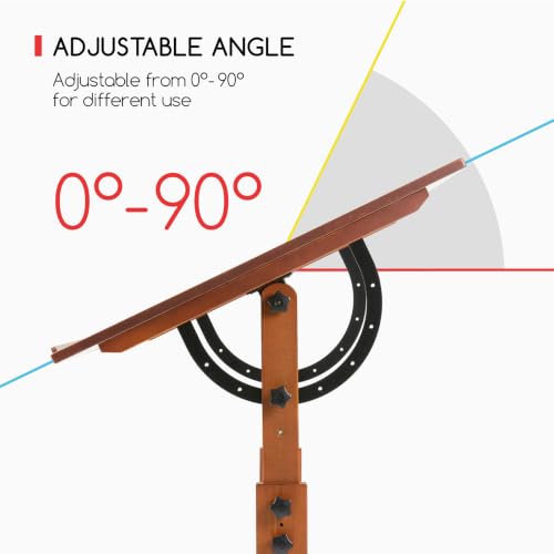 Extra-Large Wood Drafting Table, 42" x 30" Adjustable Art Drawing Desk