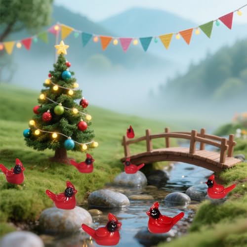 Miniature Red Cardinal Bird Figurines for DIY Crafts & Decor - 55 Pack