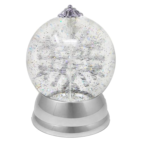 Christmas Lighted Snow Globe - 6.5" LED Spinning Snowflake Water Globe