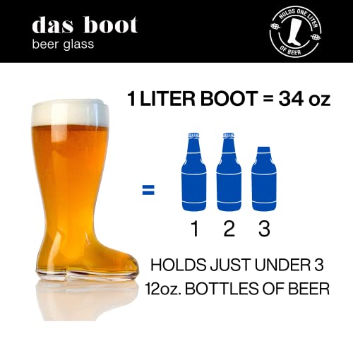 1 Liter German-Style Glass Beer Boot – Classic Oktoberfest Beer Mug