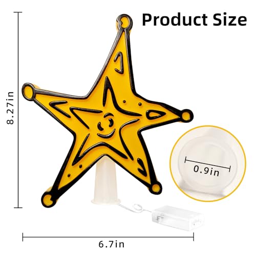 Battery-Operated Christmas Tree Topper Glittered Gold Star - 8.2in, Fits 6-10ft Trees
