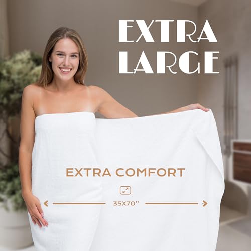 Oversized Soft Cotton Bath Sheet Towels - 650 GSM 35x70 Inch (2 Pack)