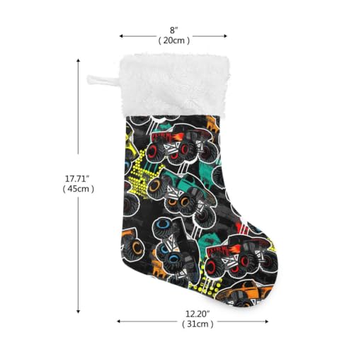JHKKU Monster Trucks Christmas Stockings 17.7" - 1 Pack, DIY Holiday Decor